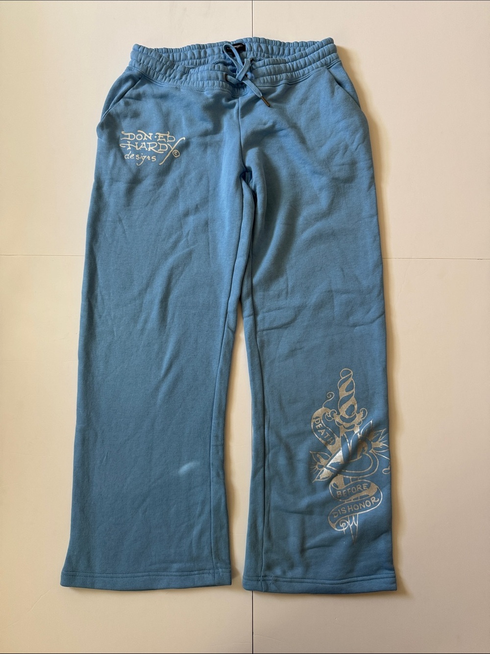 Ed Hardy Flower Skulls Powder Blue Sweatpants